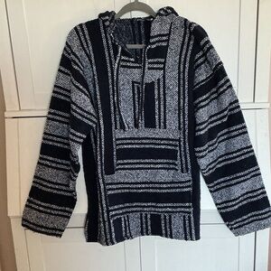 Blue and White Striped Unisex Pullover